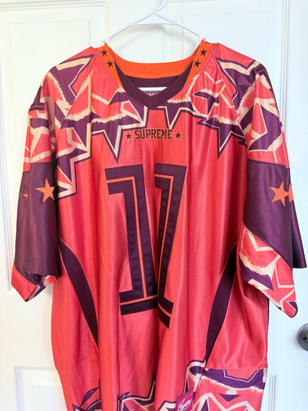 Supreme Coral & Purple Star Print Jersey